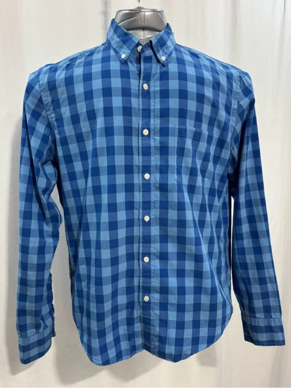 J. Crew Men's Slim Blue Check Button-Down Shirt 100% cotton Gingham work 397